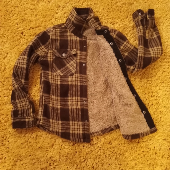 Eddie Bauer Boys snap button sherpa lined shirt jacket size 8 - Picture 2 of 2